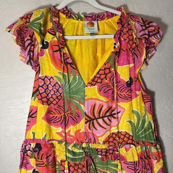 FARM RIO FRUIT DREAM RUFFLE MINI DRESS COLORFUL size XL - Picture 3 of 8